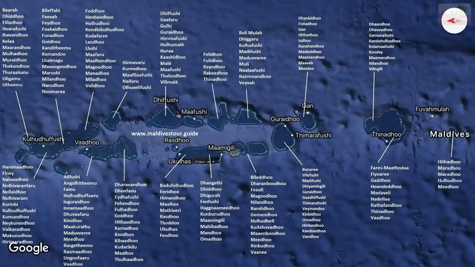 Karte der Malediven for visitors