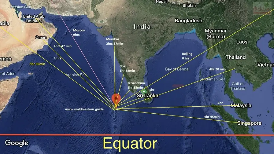 Maldivas mapa de ubicación